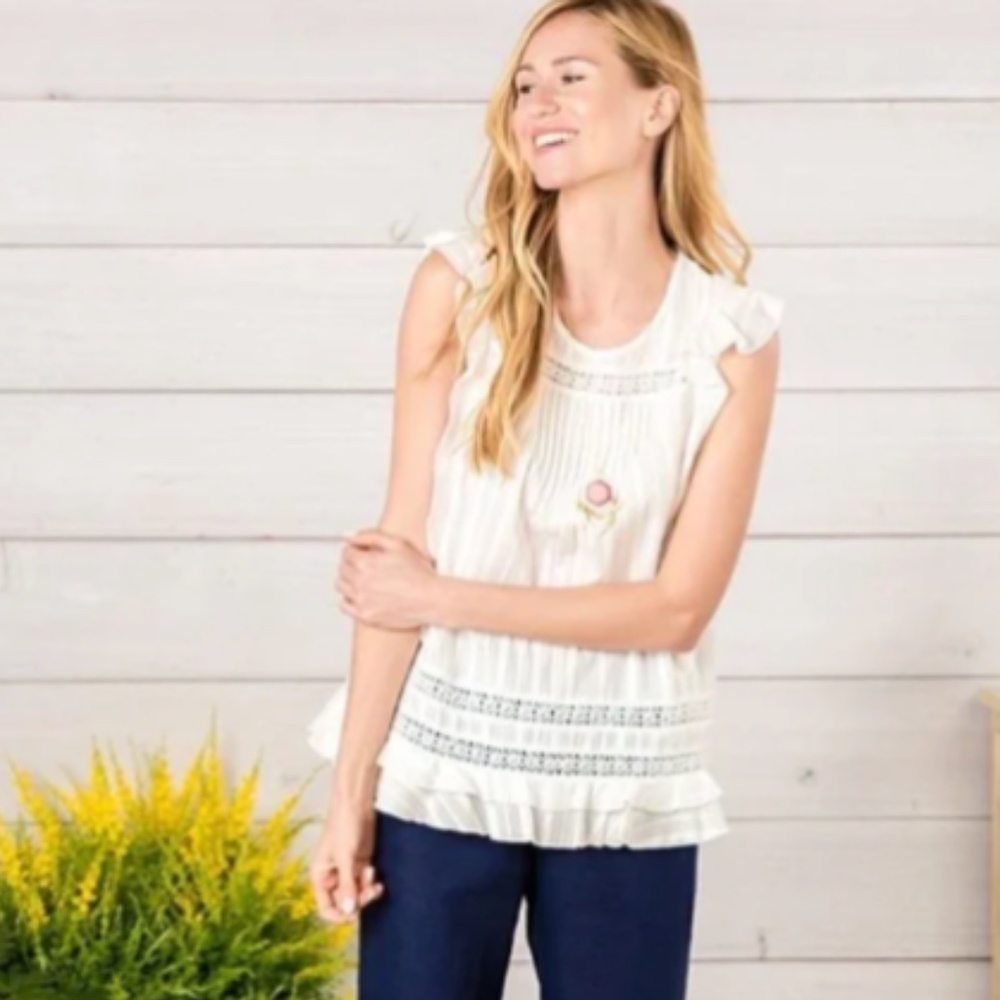 Womens MATILDA JANE White Cotton Free Spirit/Hippie/Boho Top | M/L